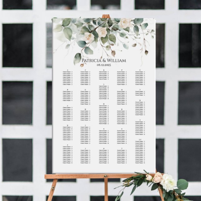 Greenery wedding seating chart alphabetical (Creator Uploaded)