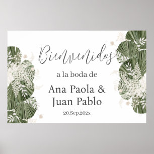 Greenery Wedding Spanish Welcome sign