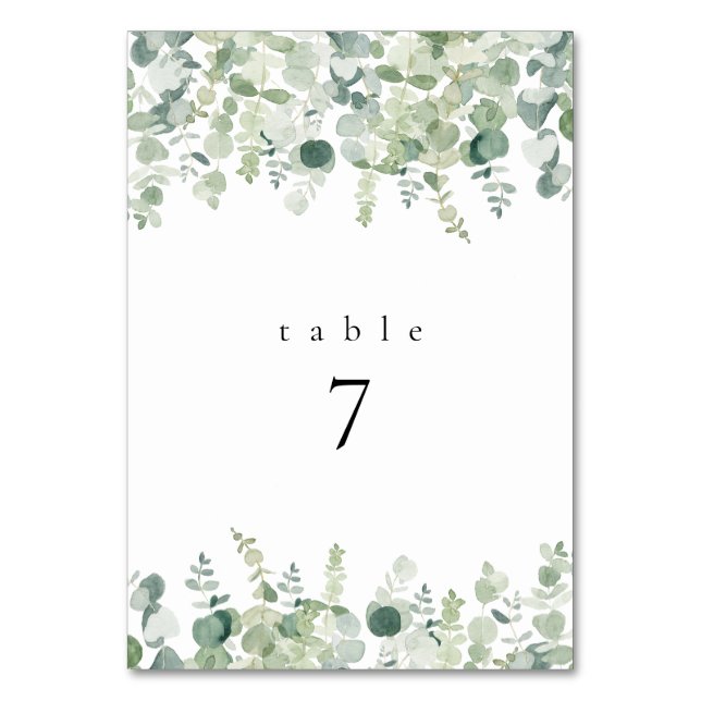 Greenery Wedding Table Cards (Front)