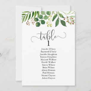 Greenery wedding table plan, modern calligraphy invitation