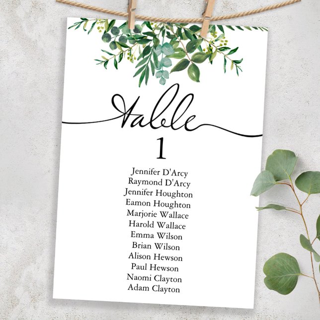 Greenery wedding table plan with modern font invitation (Creator Uploaded)