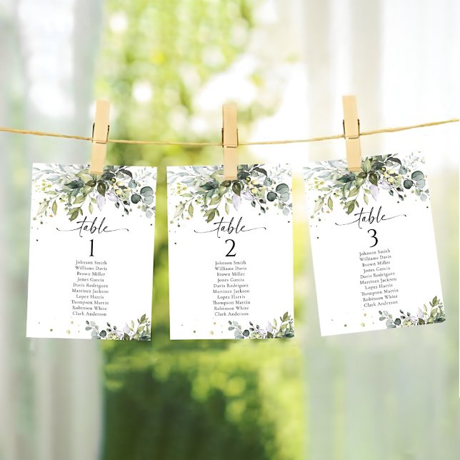 Greenery Wedding Table Seating Chart Cards (Creator Uploaded)