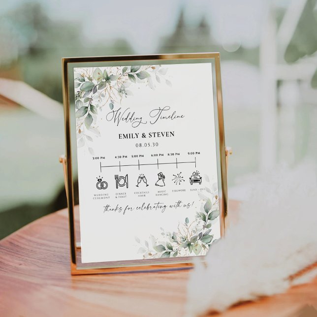 Greenery Wedding Timeline Sign (Creator Uploaded)