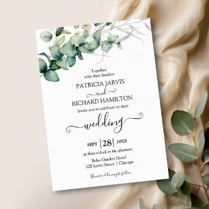 Greenery Wedding Watercolor Eucalyptus Invitation