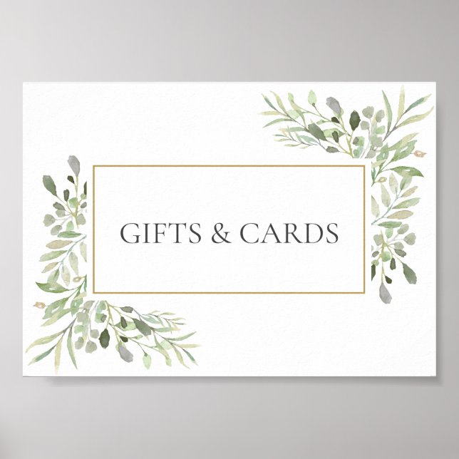 Greenery Wedding Watercolour Leaves Sign (Front)