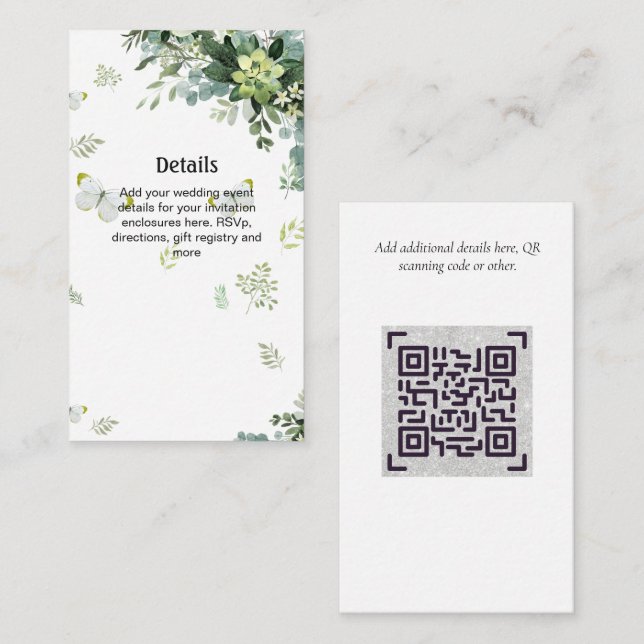 Greenery Wedding Website Details QRCode RSVP Hotel Enclosure Card (Front/Back)