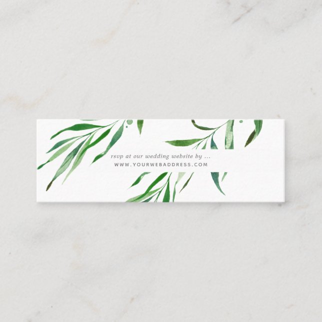 Greenery Wedding Website RSVP cards, Enclosure Mini Business Card (Front)