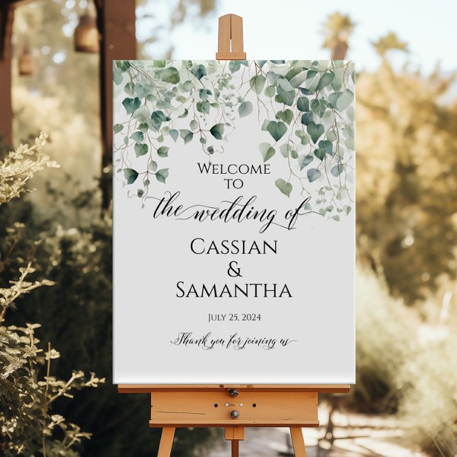 Greenery wedding welcome sign elegant calligraphy (Creator Uploaded)