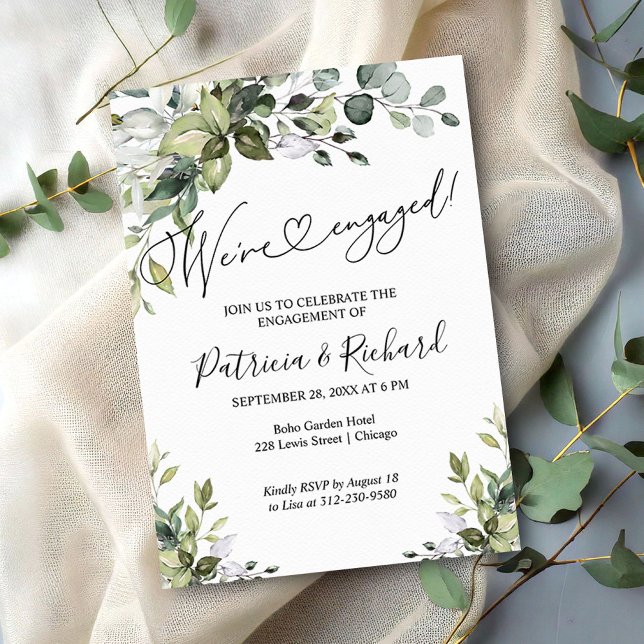 Greenery We're Engaged Engagement Party Invitation (Creator Uploaded)