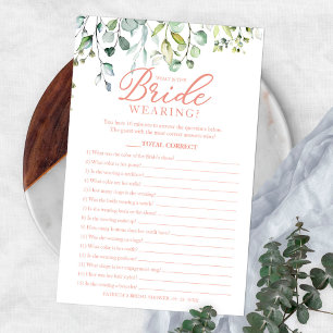 Greenery What Is The Bride Wearing Game Bridal Fly Flyer