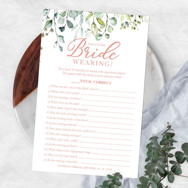 Greenery What Is The Bride Wearing Game Bridal Fly Flyer (Creator Uploaded)
