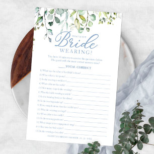 Greenery What Is The Bride Wearing Game Bridal Fly Flyer