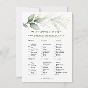 Greenery What's In Your Purse Bridal Shower Game Invitation