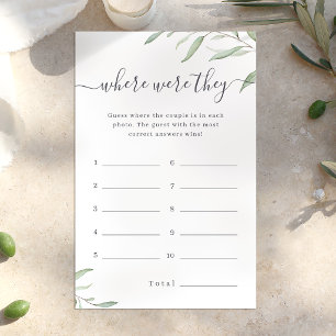 Greenery where were they bridal shower game