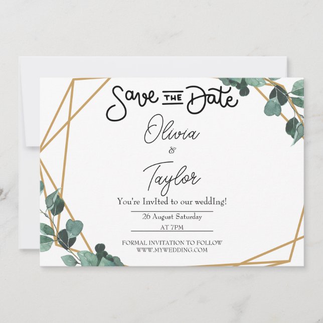 Greenery Whimsical Save The Date Invitation (Front)