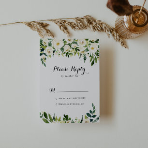 Greenery White Autumn Floral Calligraphy RSVP