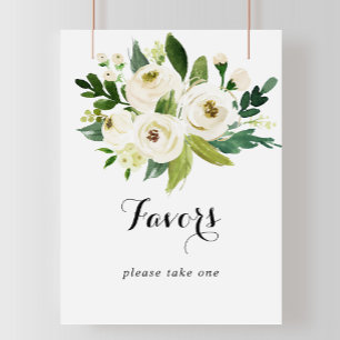 Greenery White Autumn Floral Favours Sign