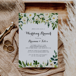 Greenery White Autumn Floral Wedding Brunch Invitation