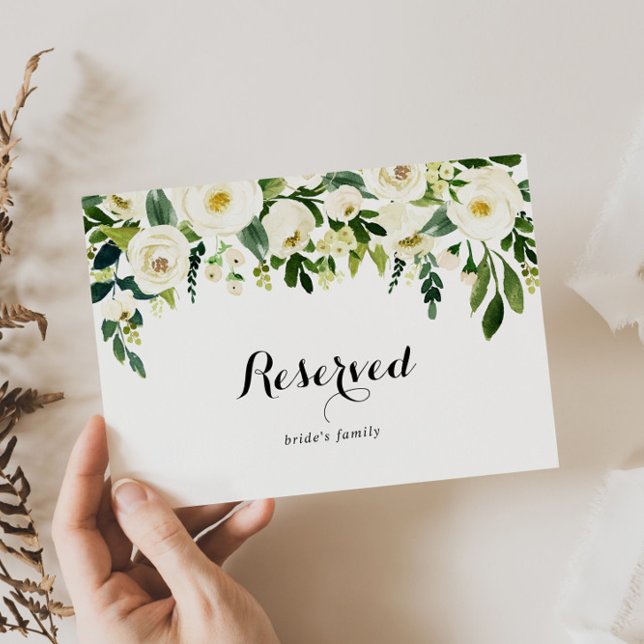 Greenery White Autumn Floral Wedding Reserved Sign (Creator Uploaded)