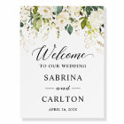 Greenery White Floral Elegant Wedding Sign Foam