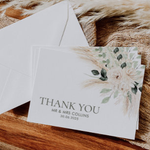 Greenery White Floral Thank You Card Flat VICTORIA