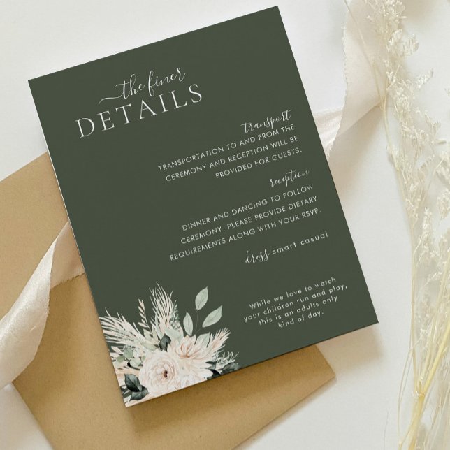 Greenery White Floral Wedding Detail Card Victoria (VICTORIA | Details Enclosure Card | Matching items available)