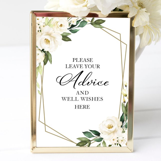 Greenery White Flowers Advice And Well Wishes Sign (Creator Uploaded)