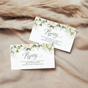 Greenery White Roses Bridal Shower Registry  Enclosure Card