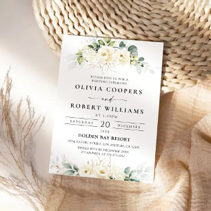 Greenery White Roses Wedding Invitation