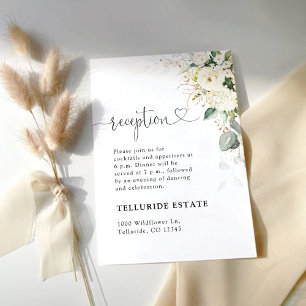 Greenery White Roses Wedding Reception Enclosure Card