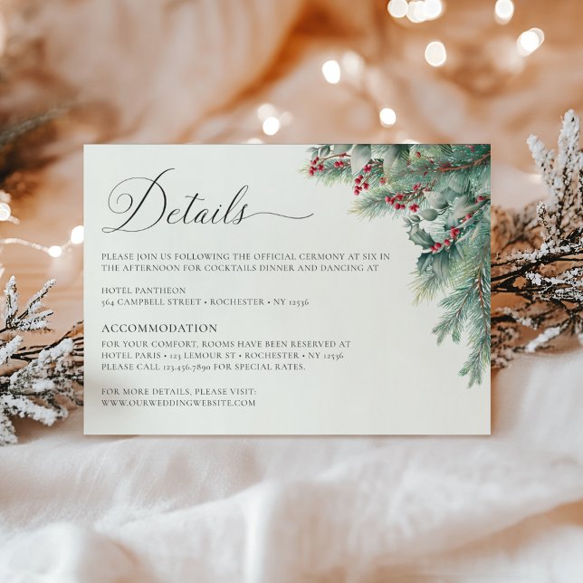 Greenery Winter Berries & Pine Watercolor Details Enclosure Card (Creator Uploaded)