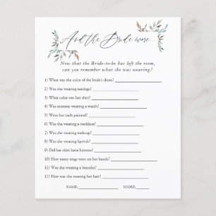 Greenery Winter Bridal Shower Game