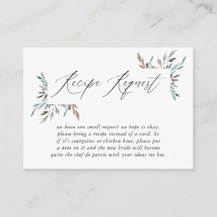 Greenery Winter Bridal Shower Recipe Request Enclosure Card