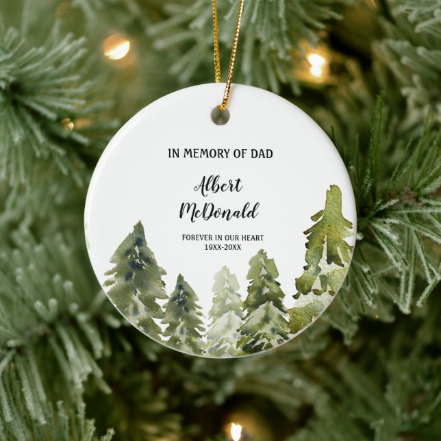 Greenery Winter In Memory of Dad Christmas Ceramic Ornament (Tree)