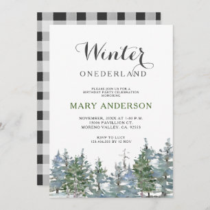Greenery Winter Onederland birthday Invitation