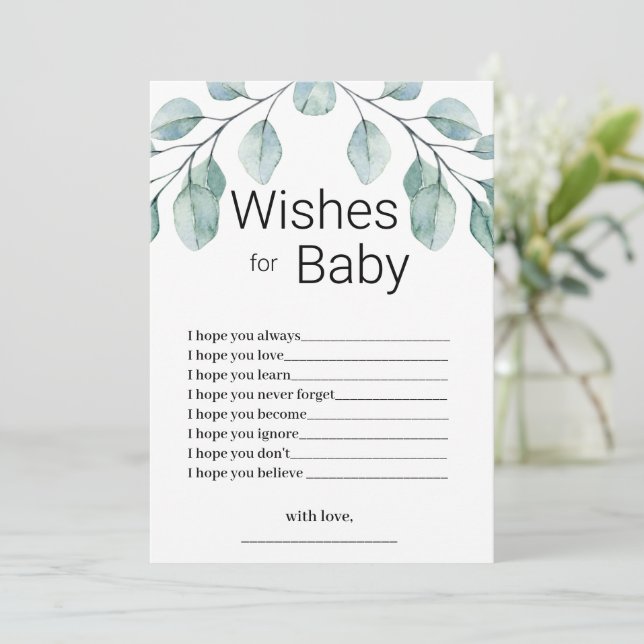 Greenery Wishes for Baby Shower Game Invitation (Standing Front)