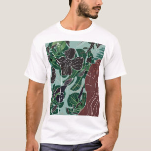 Greenery Woman, Modern Vintage Illustration. T-Shirt