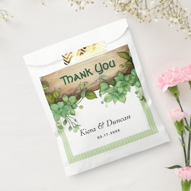 Greenery, wood St. Patricks Day wedding Thank You Favour Bag (Sealed)