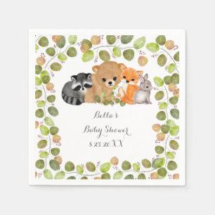 Greenery Woodland Animal Paper Napkins