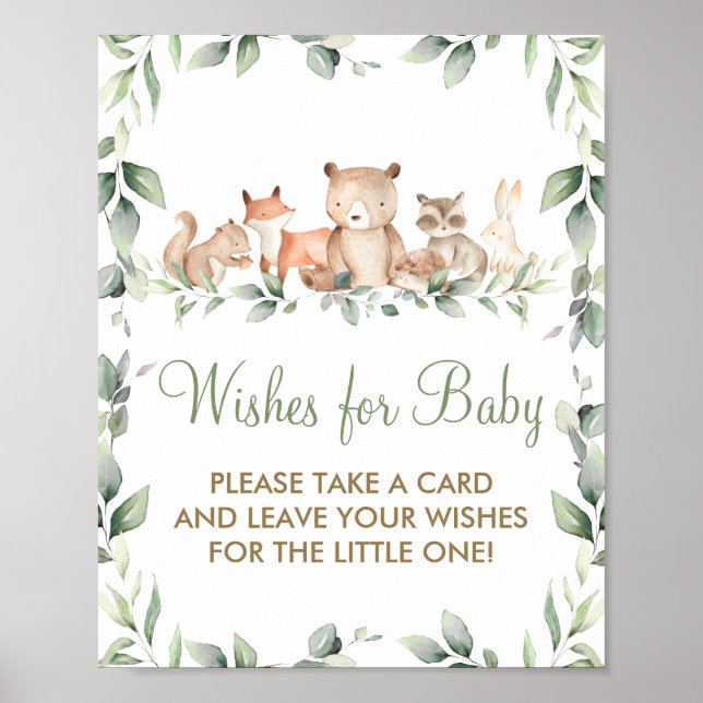Greenery Woodland Animal Wishes for Baby Sign Game (Front)