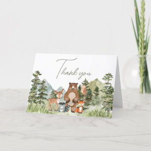 Greenery Woodland Animals Baby Shower  Thank You Card