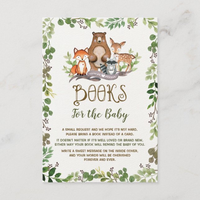 Greenery Woodland Animals Books for Baby Forest Enclosure Card (Front)