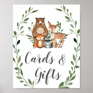 Greenery Woodland Animals Cards and Gifts Sign