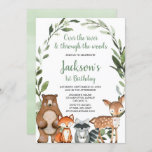 Greenery woodland animals first 1st birthday party invitation<br><div class="desc">For more advanced customisation of this design,  simply select the "Customise It" button above!</div>