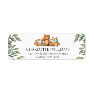Greenery Woodland Animals  Return Address Label