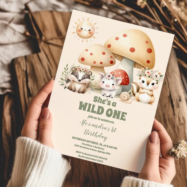 Greenery Woodland Animals Wild ONE 1st Birthday Invitation (Creator Uploaded)
