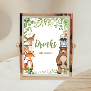 Greenery Woodland Baby Shower Drinks Sign