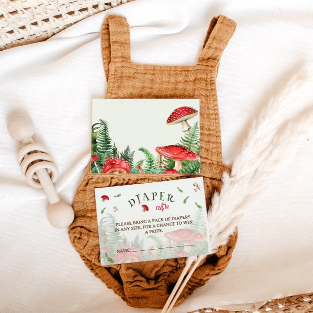 Greenery Woodland Diaper Raffle Baby Shower Enclosure Card (Creator Uploaded)