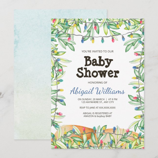 Greenery Woodland Garden Party Baby Shower Invitation (Front/Back)