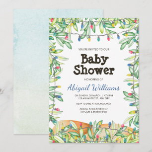 Greenery Woodland Garden Party Baby Shower Invitation
